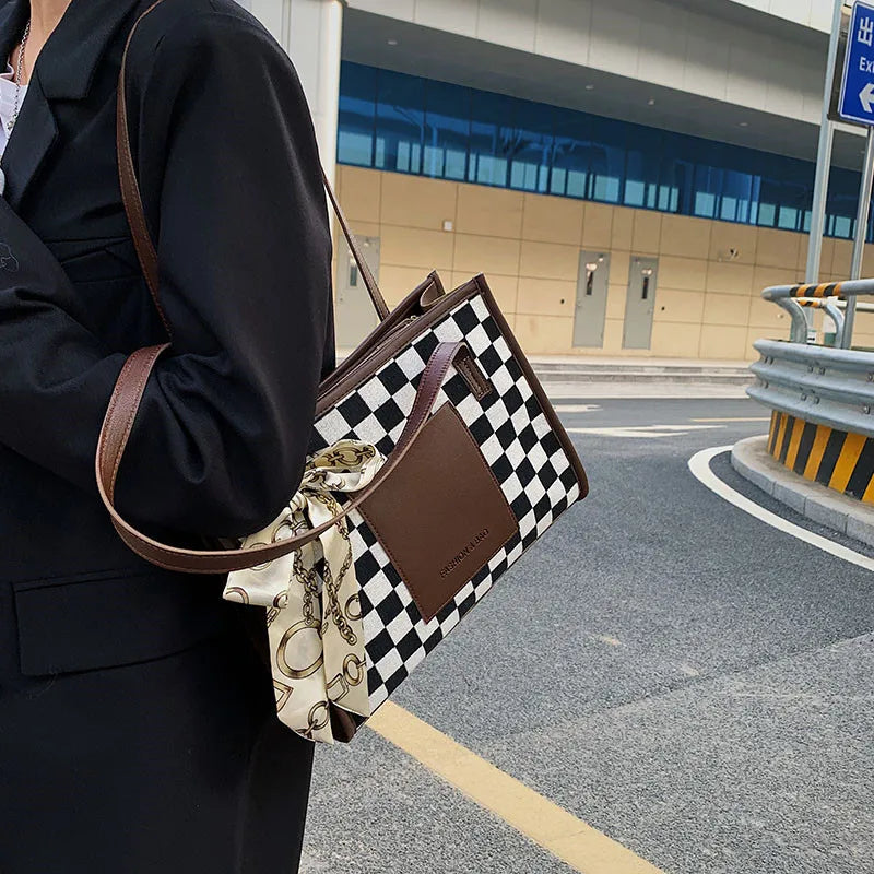 Plaid Print Women Handbag Underarm Shoulder Bags Daily Totes Purse Pouch