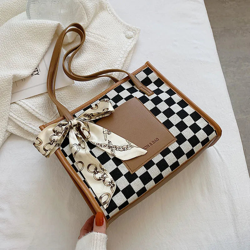 Plaid Print Women Handbag Underarm Shoulder Bags Daily Totes Purse Pouch