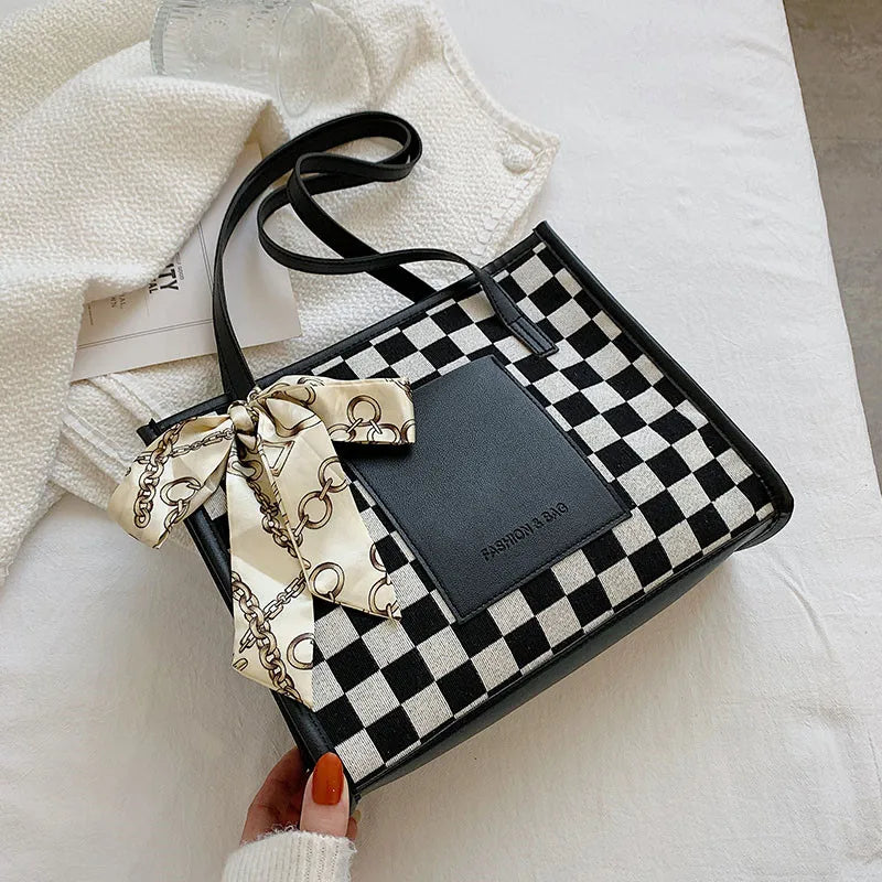 Plaid Print Women Handbag Underarm Shoulder Bags Daily Totes Purse Pouch