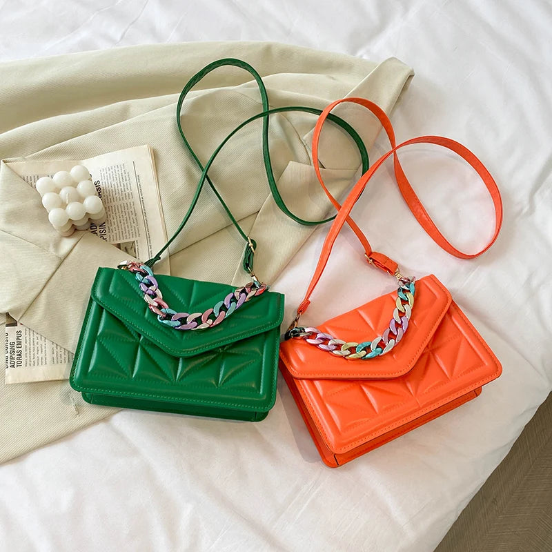 Plaid Side Crossbody Bag Women Summer Flap Shoulder Handbag