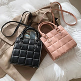 Plaid Square Women Handbag Pu Leather Shoulder Bag Retro Large Capacity