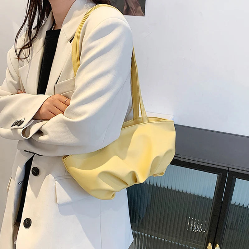 Pleated Cloud Handbags Shoulder Bag for Women Top-Handle Dumpling Purses