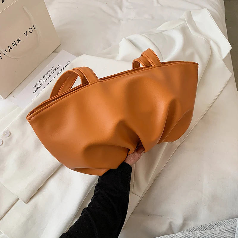 Pleated Cloud Handbags Shoulder Bag for Women Top-Handle Dumpling Purses