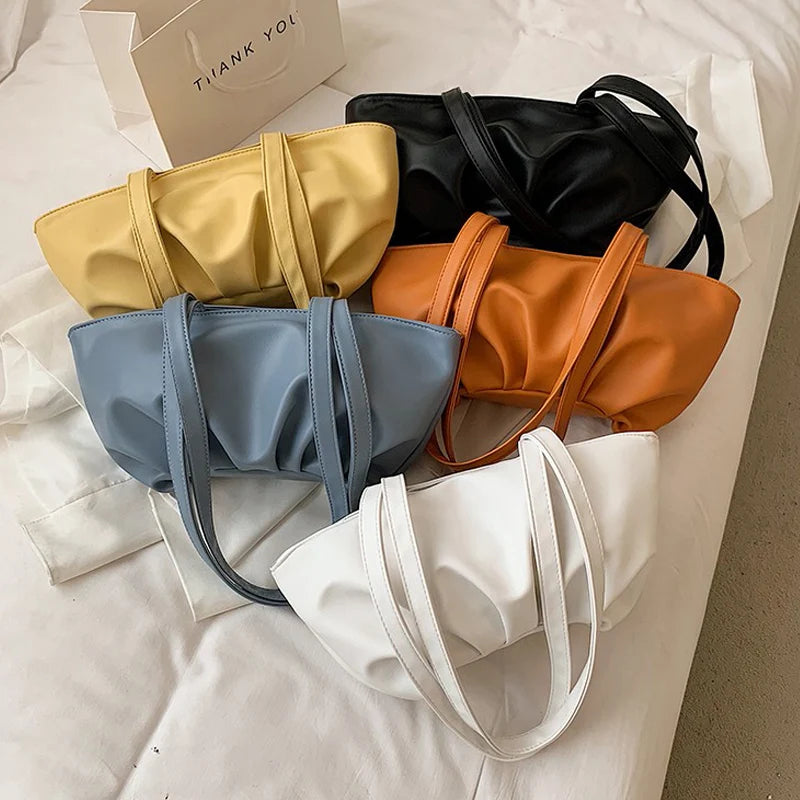 Pleated Cloud Handbags Shoulder Bag for Women Top-Handle Dumpling Purses