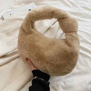 Plush Ladies Handbags Autumn Winter Shopping Shoulder Bags for Women