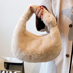 Plush Ladies Handbags Autumn Winter Shopping Shoulder Bags for Women