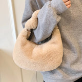 Plush Ladies Handbags Autumn Winter Shopping Shoulder Bags for Women