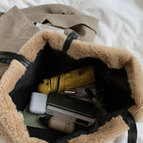 Plush Handbag Casual Lady Shoulder Bag Large Capacity Shopping Bag