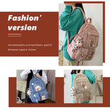Preppy Style Women Backpacks Travel Patchwork Backpack with Cow Pendant