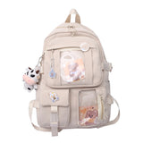 Preppy Style Women Backpacks Travel Patchwork Backpack with Cow Pendant