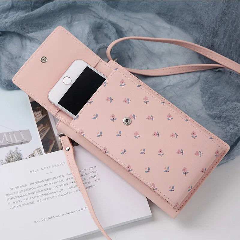 Flower Women Wallet Phone Wallet Mini Shoulder Bags Young Girl Purse