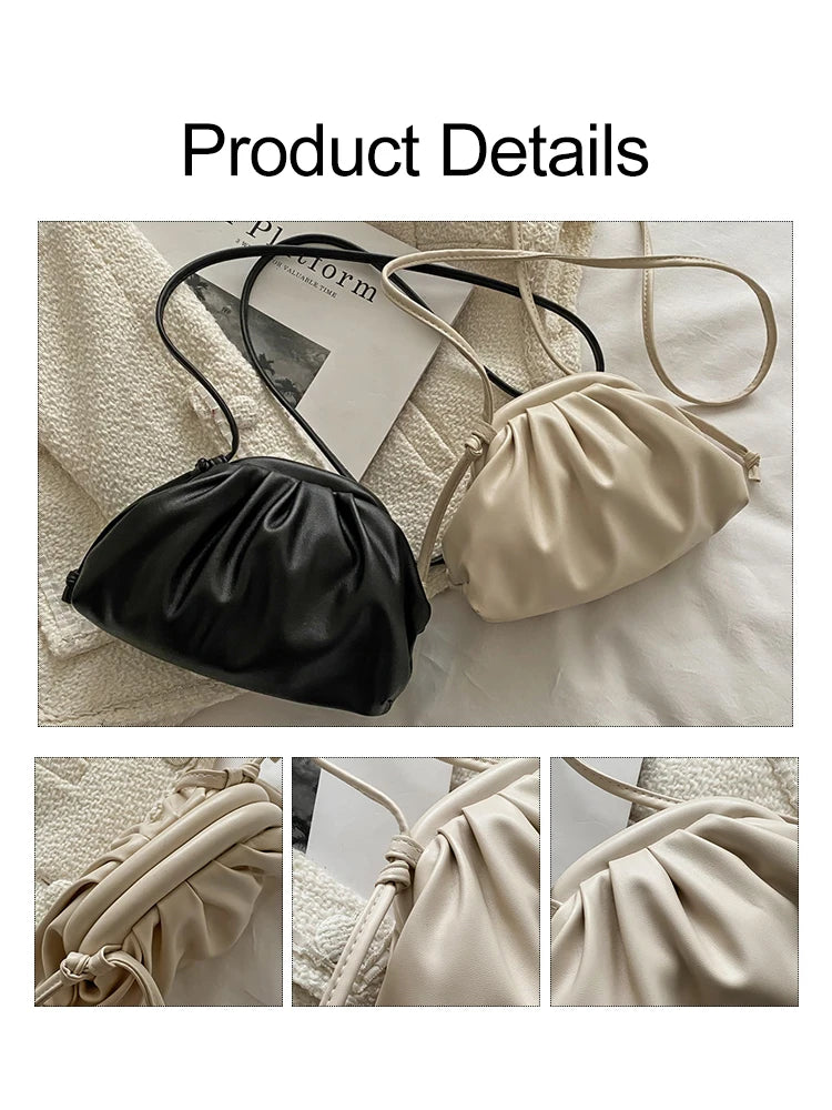 Cloud Shoulder Bag Crossbody Clutch Pleated Dumpling Handbag