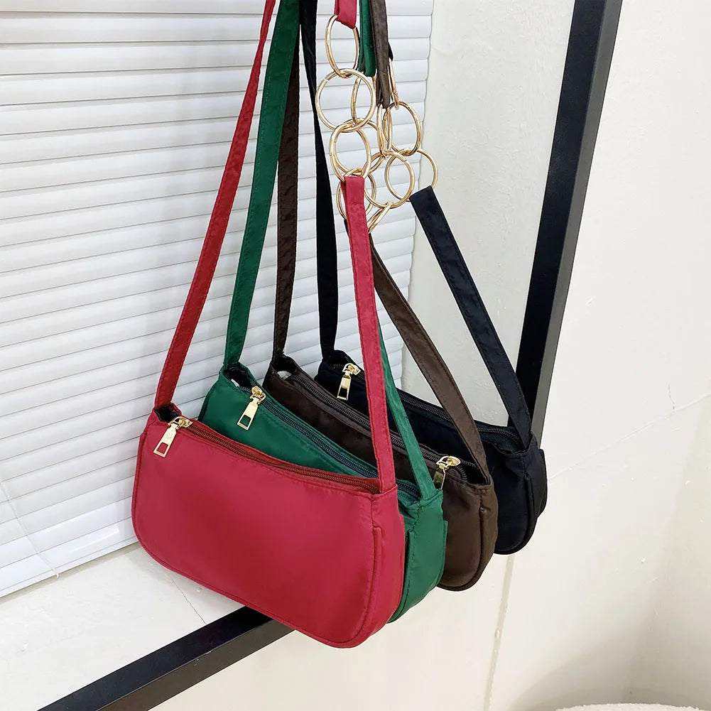 Trending Nylon Square Shoulder Bag with Zipper