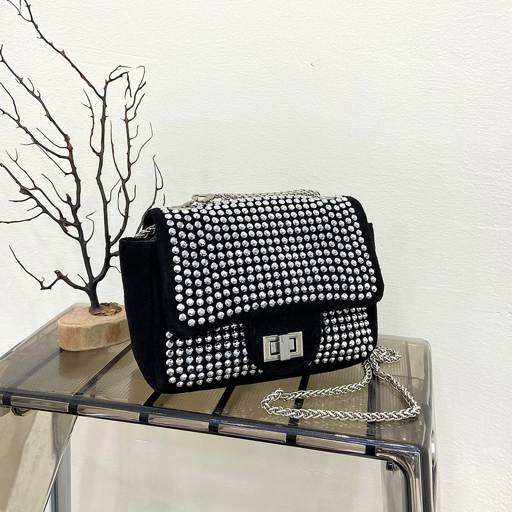 Rhinestone Glitter Crossbody Bag Women Chain Shoulder Bags