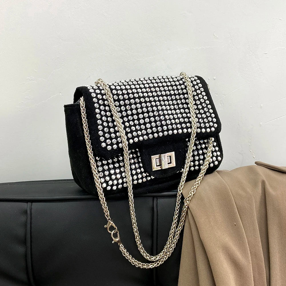 Rhinestone Glitter Crossbody Bag Women Chain Shoulder Bags