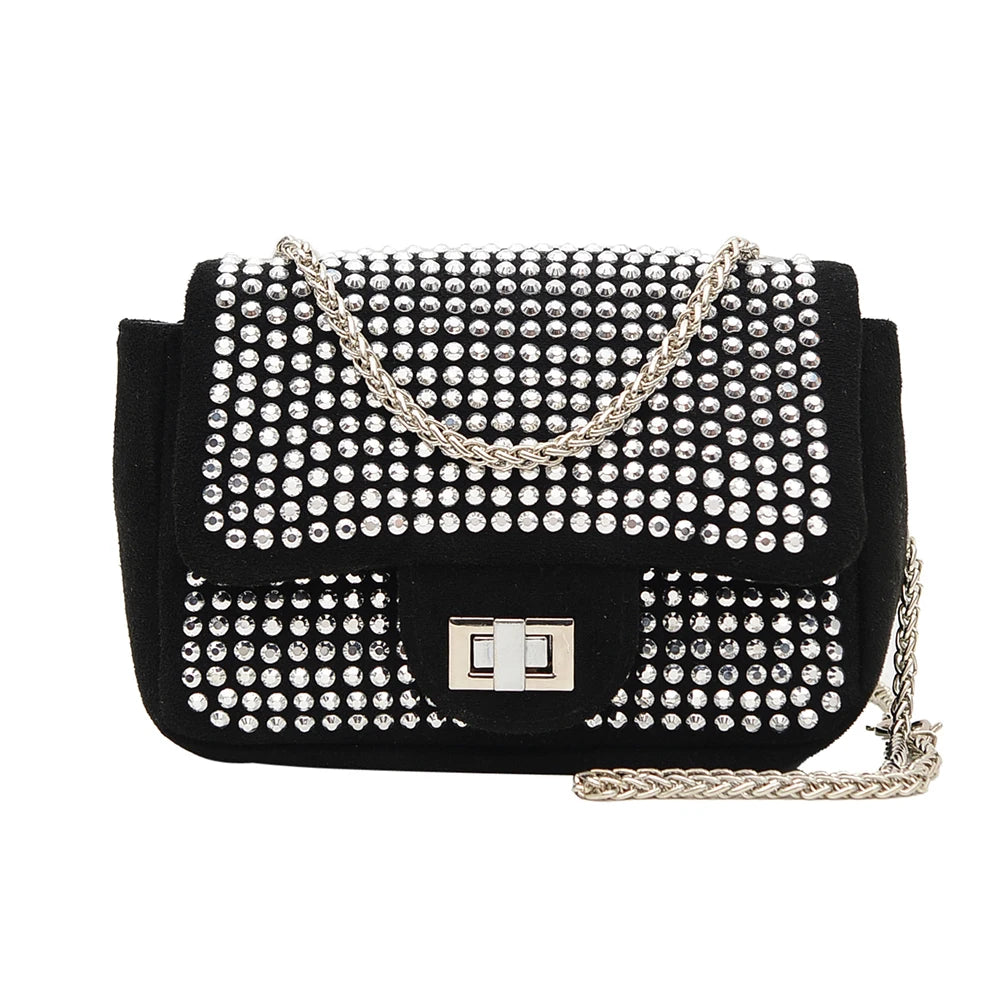 Rhinestone Glitter Crossbody Bag Women Chain Shoulder Bags