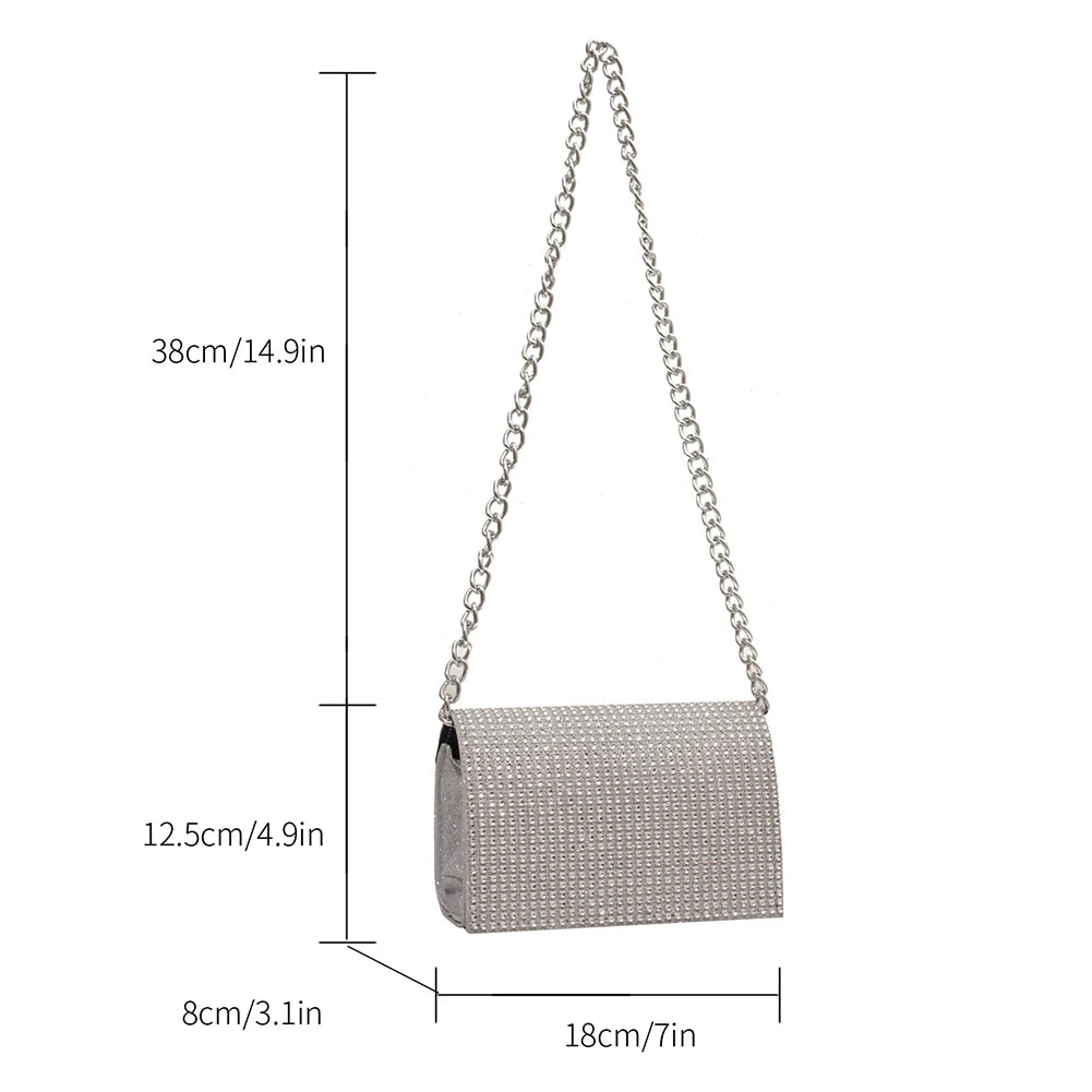 Rhinestone Shoulder Messenger Bag Chain Crossbody Handbag