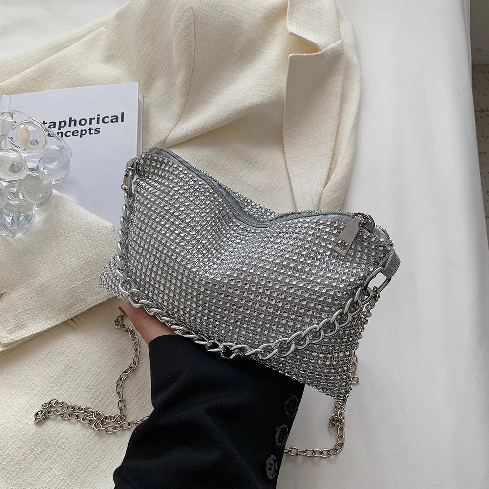 Rhinestone Chain Crossbody Bag Women's Handbag