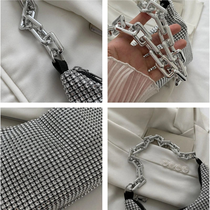 Rhinestones Evening Clutch Bag Diamonds Underarm Bag Office Lady