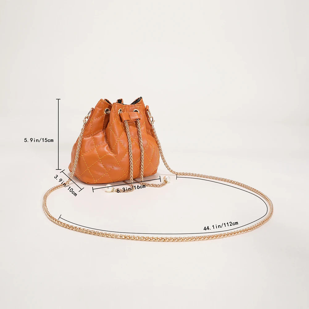 Rhombic Crossbody Bucket Bag Chain Shoulder Handbags