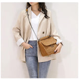 Rivet Small Square Bag Brown Casual Shoulder Wandering Bag