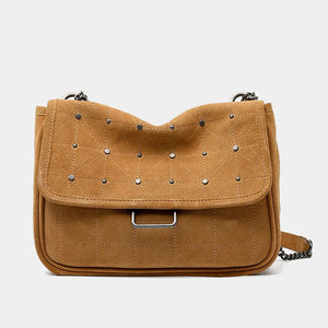 Rivet Small Square Bag Brown Casual Shoulder Wandering Bag