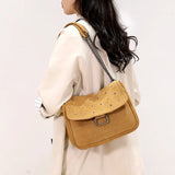 Rivet Small Square Bag Brown Casual Shoulder Wandering Bag