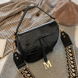 Casual Saddle Bag One Shoulder Handle Zipper Lock Ornament Bag