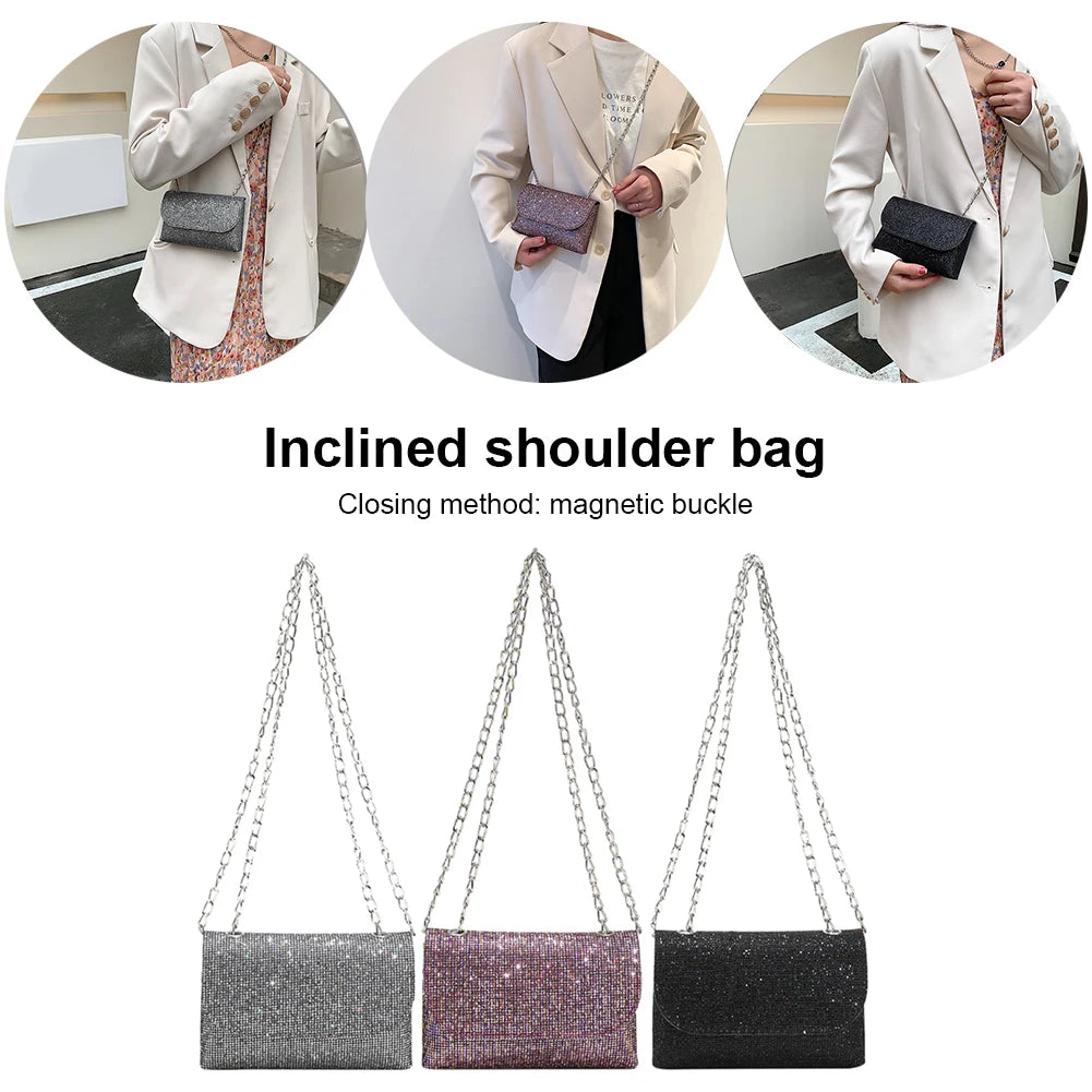 Sequins Underarm Shoulder Bag Female Leather Party Wedding Purses Handbag
