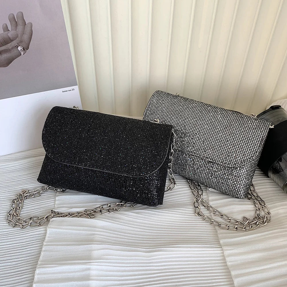 Sequins Underarm Shoulder Bag Female Leather Party Wedding Purses Handbag