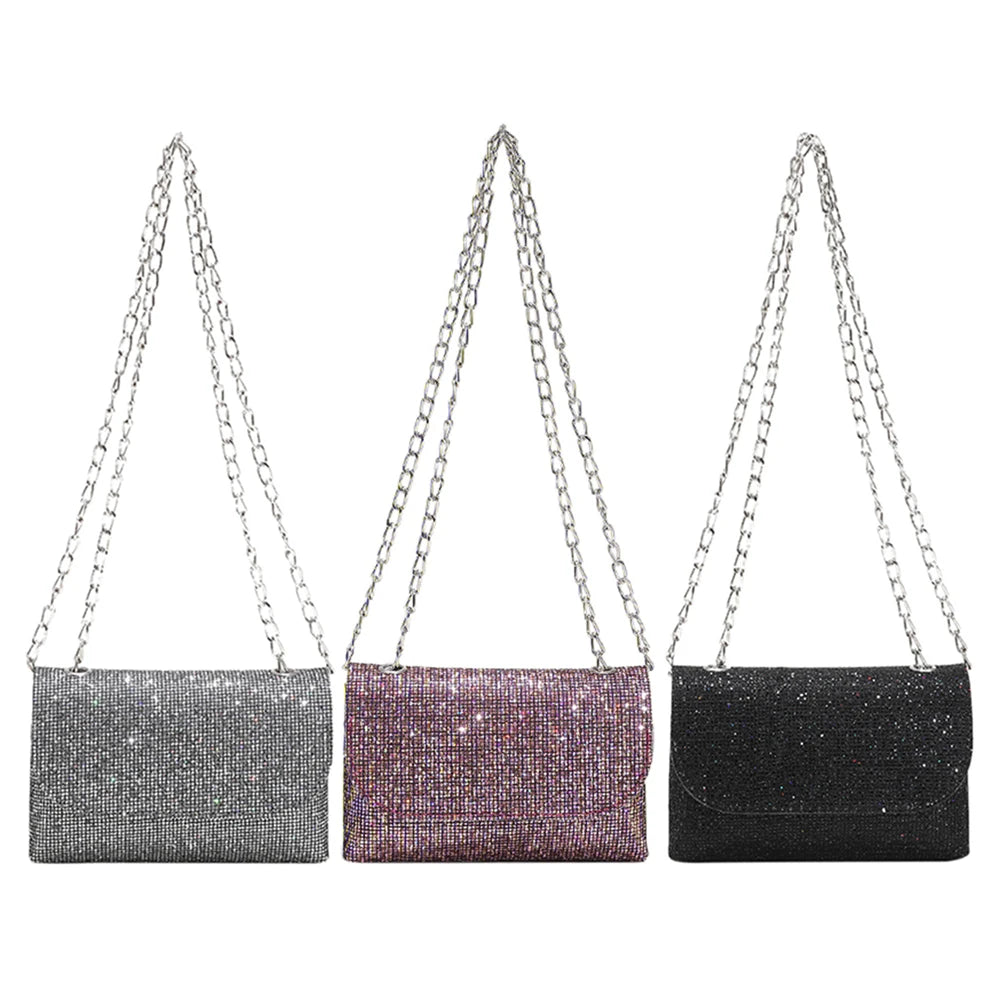 Sequins Underarm Shoulder Bag Female Leather Party Wedding Purses Handbag