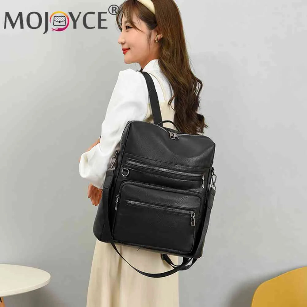 Shoulder Backpack Students Tote Schoolbag Leather Girl Travel Bags