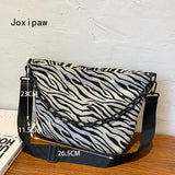 Vintage Striped Chain Crossbody Bag Women Casual Canvas