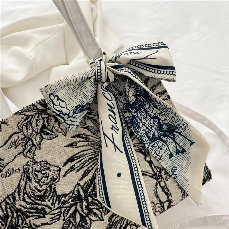 Women's Embroidery Shoulder Shopping Tote Bag