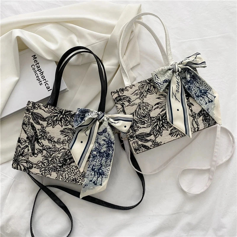 Women's Embroidery Shoulder Shopping Tote Bag