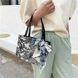 Women's Embroidery Shoulder Shopping Tote Bag