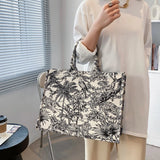 Women's Embroidery Shoulder Shopping Tote Bag