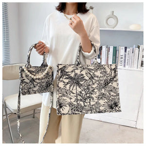 Women's Embroidery Shoulder Shopping Tote Bag