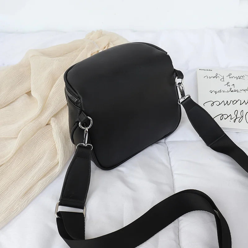 Bucket Bag PU Leather Small Round Shoulder Bag Women Casual Crossbody Bag