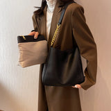 Casual Bucket Bags Women's Retro Shoulder Bags Chain Bags