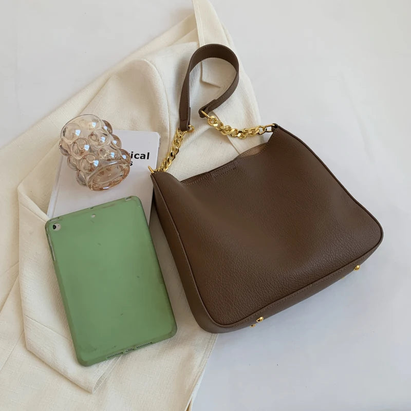 Casual Bucket Bags Women's Retro Shoulder Bags Chain Bags