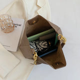 Casual Bucket Bags Women's Retro Shoulder Bags Chain Bags