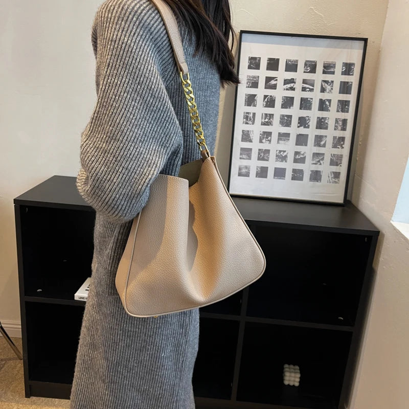 Casual Bucket Bags Women's Retro Shoulder Bags Chain Bags