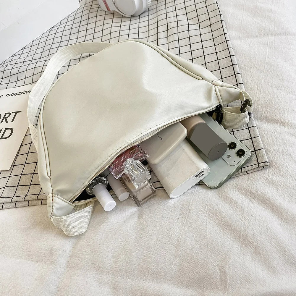 Canvas Shoulder Chest Bag Purse Soft Leather Handbag