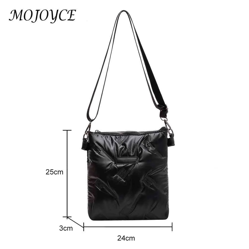 Quilted Cotton Padded Crossbody Handbag Solid Hand Bags Women Zipper Travel Lady