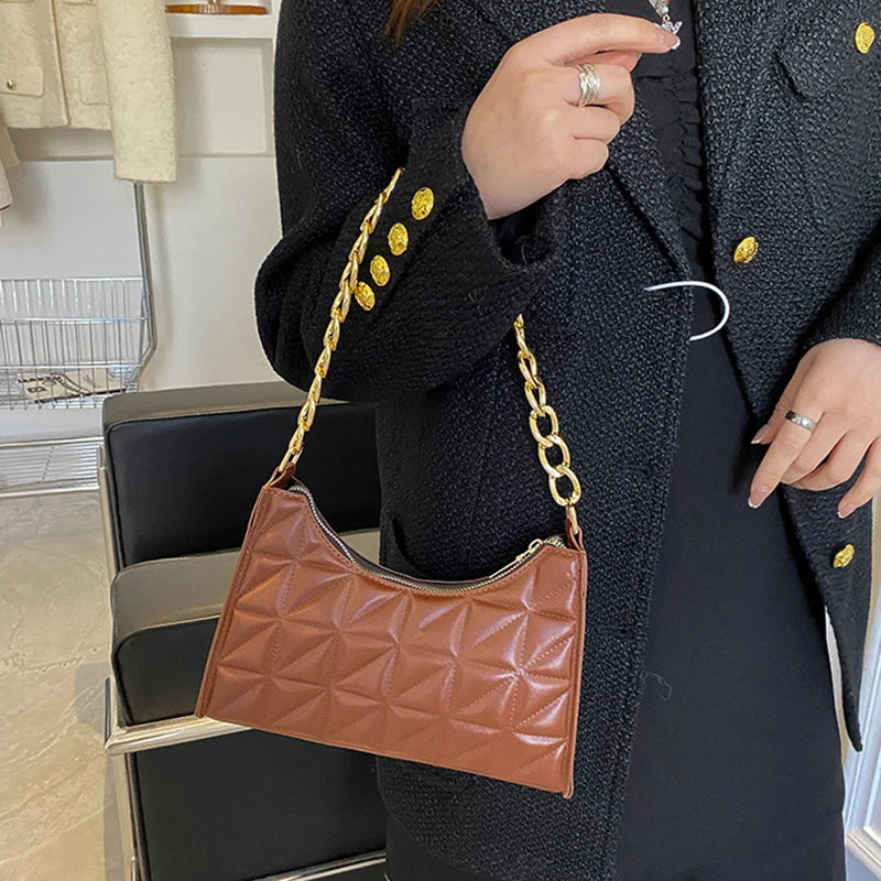 Plaid PU Leather Underarm Shoulder Bag for Women Tote Bag Bolso Mujer