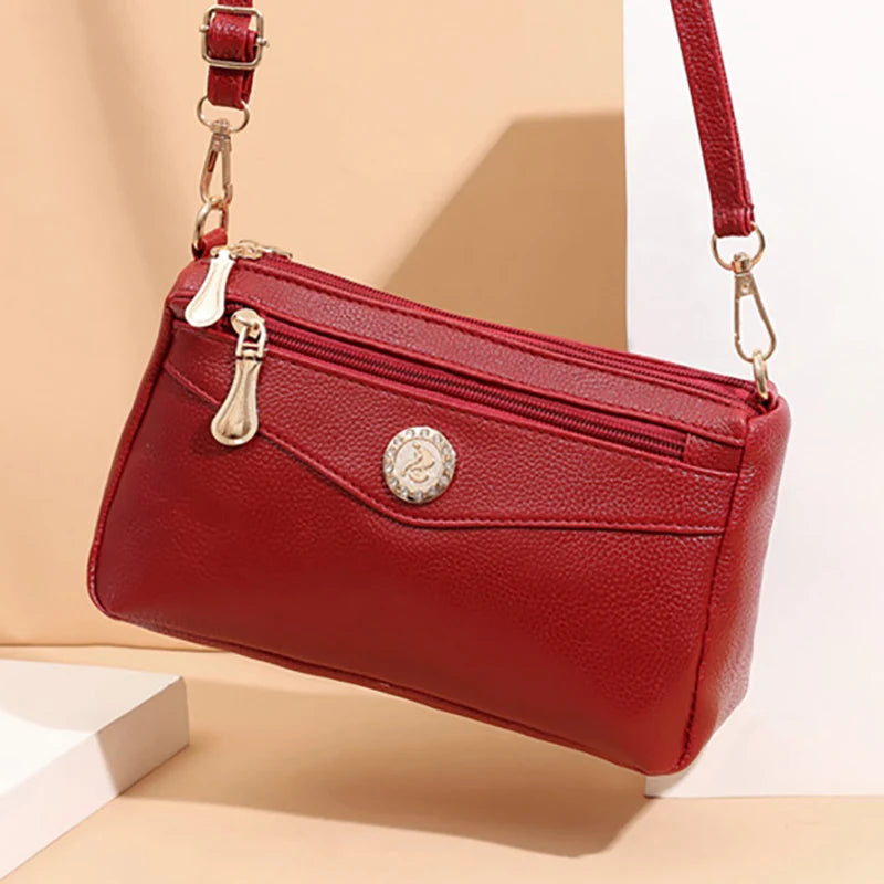 Women's Small Crossbody Clutch Bag PU Leather Shoulder Messenger