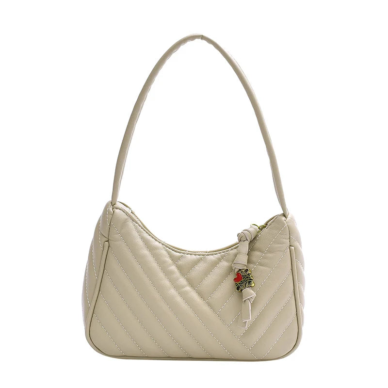 Solid Leather Shoulder Bag for Women High Quality Travel Armpit Purse