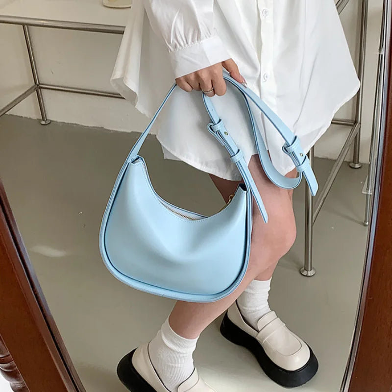 Sky Women's Round Shoulder Bag PU Leather Lady Crossbody Bag