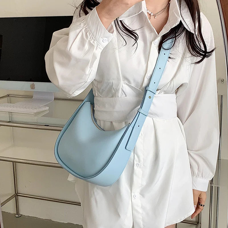 Sky Women's Round Shoulder Bag PU Leather Lady Crossbody Bag